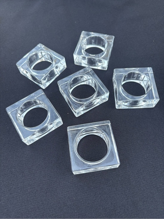 Other - Set of 6 Clear Acrylic Lucite-Style Napkin Rings – Hollywood Regency - MCM